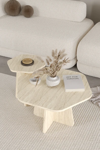 OBİ Atölye HEXA 2 li Orta Sehpa Seti, Bohem Yan Sehpa, İskandinav Stili 72 cm - 40 cm ürün görseli 1
