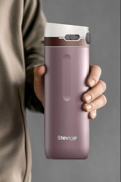STEVIG 4 ACTION TRIGGER-CONTROL ÇELİK TERMOS 500 ML TWILIGHT MAUVE ST-230 - Resim 3