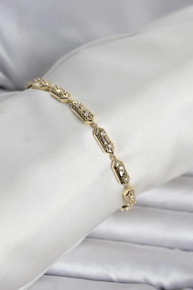 Pirinç Gold Renk Kutup Yıldızı İşleme Kadın Bileklik ürün görseli 1