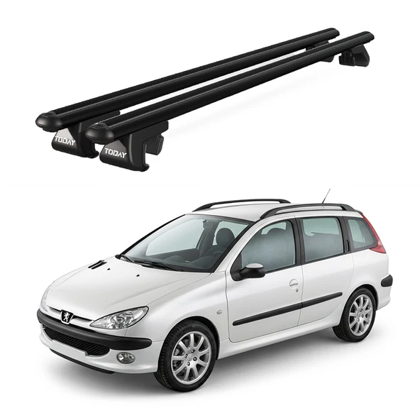 Venüs Peugeot 206 Station Wagon (2002-2007) Uyumlu Siyah Ara Atkı Port Bagaj Tavan Barı ürün görseli 1