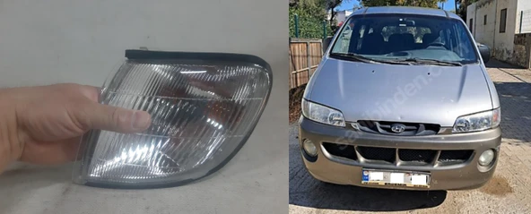 SOL ESKİ MODEL Hyundai Starex Minibüs Panelvan-1998-2001 model çizğili cam Ön Sinyal Lambası Far Yan Sinyali SOL Şoför Tarafı duyu üzerinde ürün görseli 1