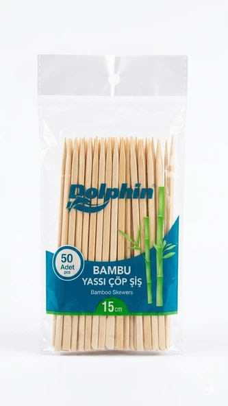 ŞeyliŞeyler - Dolphin Bambu Yassı Çöp Şiş 15 cm 50 Adet - Hijyenik Ambalajlı ürün görseli 1