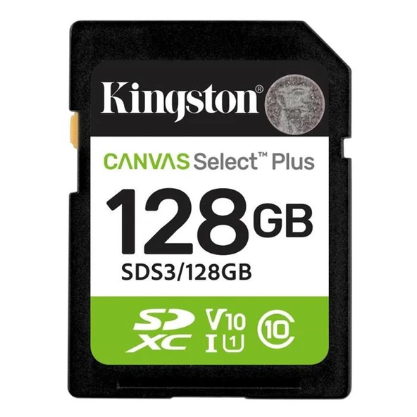 Kingston SDS3/128GB 128GB SDXC Canvas Select Plus Gen3 150MB-s C10 UHS-I U1 V10 Hafıza Kartı ürün görseli 1