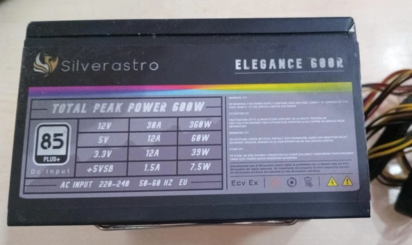 600W 85+ Silverastro Power Supply (KUTULU ÜRÜN -AZ ÇİZİKLİ - KULLANILMAMIŞ ) ürün görseli 1
