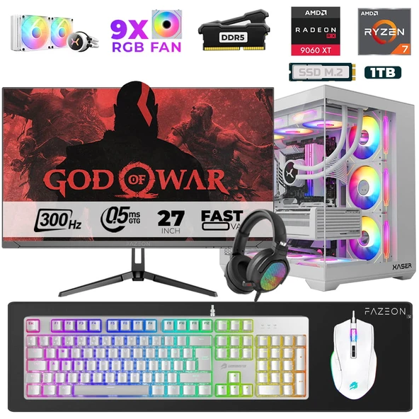 Xaser Star X580 Ryzen 7 7800X3D 16GB Ram 1TB M.2 NVMe SSD 16GB RX9060XT 27" 300Hz Oyuncu Bilgisayarı ürün görseli 1
