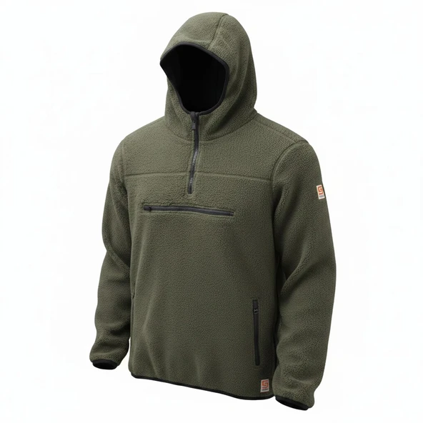 Superfly Kapüşonlu Yarım Fermuar Erkek Polar Sweatshirt SPF101222211632 ürün görseli 1