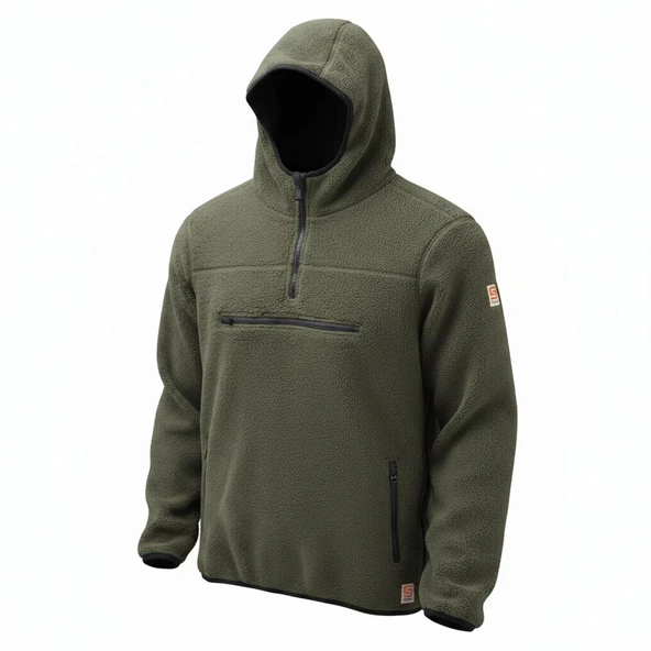 Superfly Kapüşonlu Yarım Fermuar Erkek Polar Sweatshirt SPF101222211632 ürün görseli 1