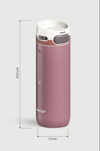 STEVIG 4 ACTION TRIGGER-CONTROL ÇELİK TERMOS 500 ML TWILIGHT MAUVE ST-230 - Resim 5