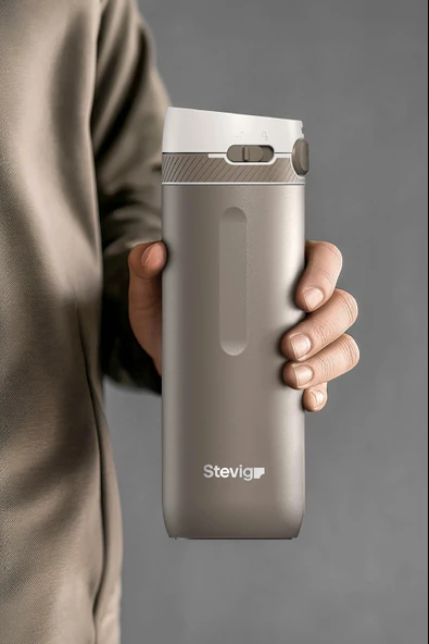 STEVIG 4 ACTION TRIGGER-CONTROL ÇELİK TERMOS 500 ML SILVER MINK ST-232 - Resim 3