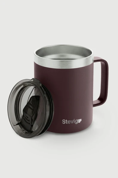 STEVIG 1 CAP DAİLY MUG KUPA ÇELİK TERMOS 350 ML DARK PLUM ST-266 ürün görseli 1