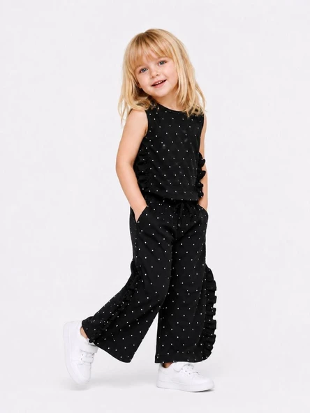 Cg Kids Müslin Damla Baskılı Kız Çocuk Alt Üst Takım Süper Kalite Kumaş ürün görseli 1