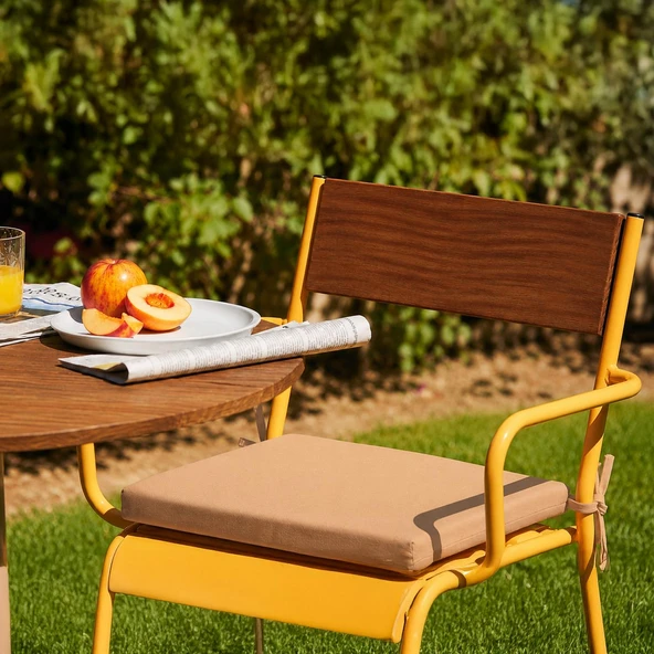 Homedius Sandalye Oturum Minderi Renkli 40x40x4 Bağcıklı Çıkarılabilir Kılıflı Çökme Yapmaz  Koyu Bej 40x40 ürün görseli 1