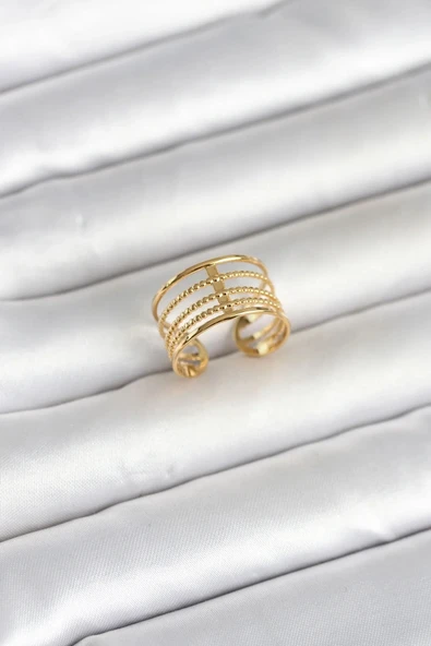 316L Çelik Gold Renk Vintage Model Kadın Yüzük ürün görseli 1
