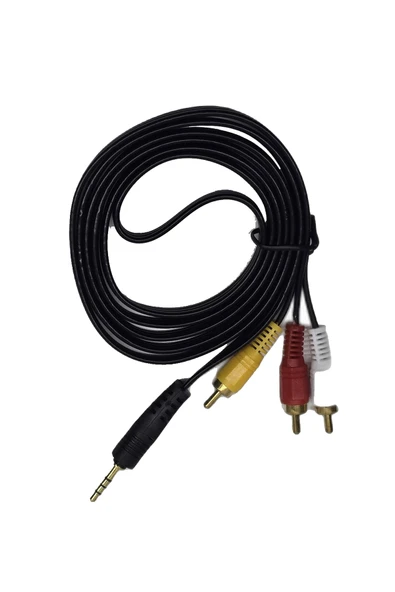 1.5 Metre 3 Rca To Aux Kablo - 3.5 Mm Video Ses Aktarım Kablosu Tv Ve Uydu Alıcı Bağlantı Kablosu ürün görseli 1