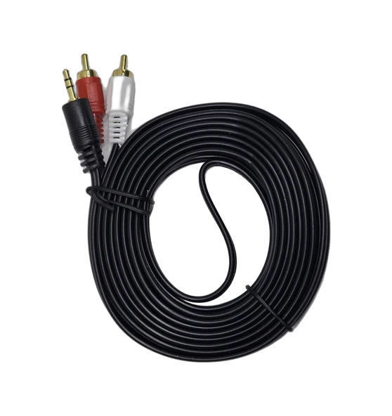 5 Metre 2 Rca To Aux Kablo - 3.5 Mm Stereo Jack Ses Aktarım Kablosu - Kırmızı Beyaz Tos Fiş ürün görseli 1