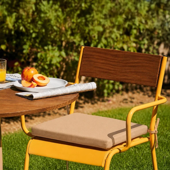 Homedius Sandalye Oturum Minderi Renkli 40x40x4 Bağcıklı Çıkarılabilir Kılıflı Çökme Yapmaz  Sütlü Kahve 40x40 ürün görseli 1
