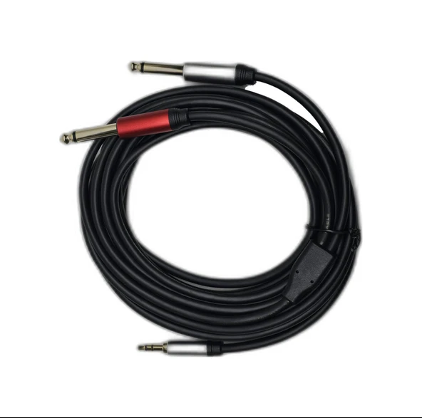 5 Metre 3.5 Mm To 2 X 6.35 Mm Ses Kablosu - Aux To Çivi Jak Mikser Ve Amfi Bağlantı Kablosu ürün görseli 1