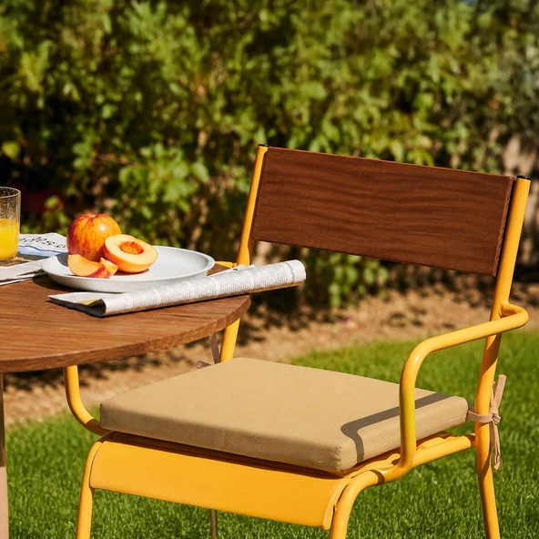 Homedius Sandalye Oturum Minderi Renkli 40x40x4 Bağcıklı Çıkarılabilir Kılıflı Çökme Yapmaz  Bej 40x40 ürün görseli 1