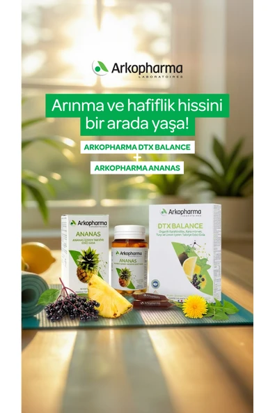 ARKOPHARMA Ananas ve DTX Balance Takviye Edici Gıda Seti, Organik Karahindiba, Kara Mürver, Turp ve Limon İçeren, 2'li Set ürün görseli 1