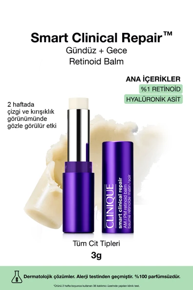 CLİNİQUE Smart Clinical Repair™ Çizgi Ve Kırışıklık Karşıtı Gündüz+Gece %1 Retinoid Balm 3g | Hyalüronik Asit ürün görseli 1