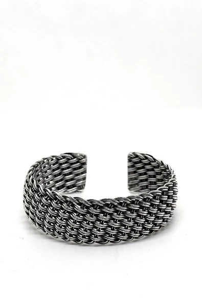Kalın Oksitli Örgü Gümüş Bilezik Modelleri [74578383] ürün görseli 1