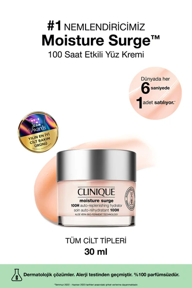 CLİNİQUE Moisture Surge™ 100 Saat Etkili Nemlendirici Yüz Kremi 30ml | Aloe Vera Bioferment, Hyalüronik Asit ürün görseli 1