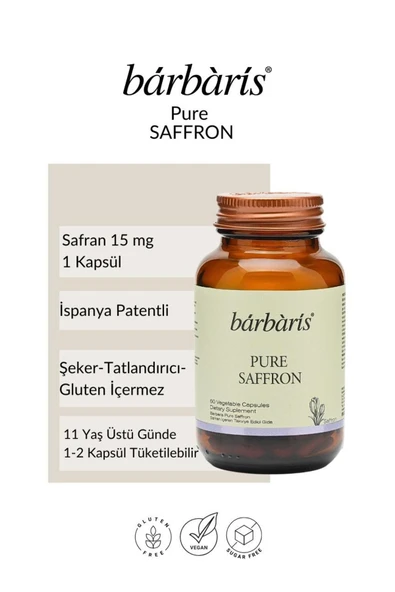 BARBARİS BARBARİS PURE SAFFRON 60 CAPSULES - Resim 2