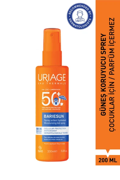 URİAGE BARIESUN SPF50+ Çocuklar İçin Yüz ve Vücut için Parfüm İçermeyen Güneş Koruyucu Sprey 200 ml ürün görseli 1