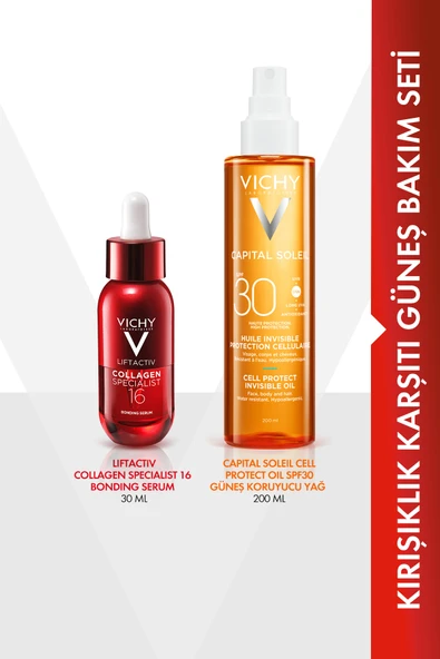 VİCHY Kırışıklık Karşıtı Güneş Bakım Seti:Liftactiv Collagen Serum+Capital Soleil Spf30 Güneş Koruyucu Yağ ürün görseli 1