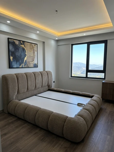 Most Piatto Premium Bazalı Karyola Kahverengi Bukle Kumaş 180x200 cm. Yatak İçindir (Evinize Teslim) ürün görseli 1