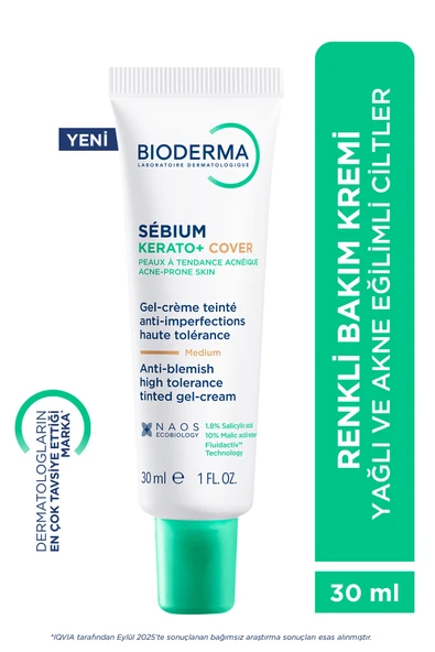 BİODERMA Sebium Kerato+ Cover Sivilce Akne Lekesi Karşıtı, AHA, Salisilik Asit, Renkli Nemlendirici Krem 30ml ürün görseli 1