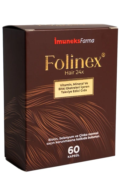 IMUNEKS FARMA Folinex Hair 24x Vitamin, Mineral ve Bitki Ekstreleri İçeren Takviye Edici Gıda 60 Kapsül ürün görseli 1