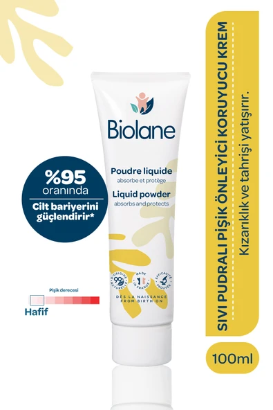 BİOLANE %99 Doğal İçerikli Sıvı Pudralı Pişik Önleyici Koruyucu Nemlendirici Krem (100ml) ürün görseli 1