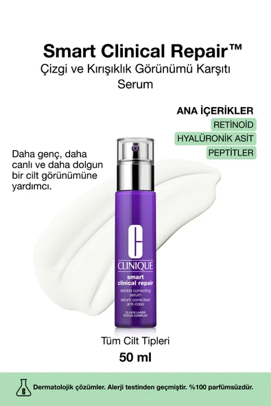 CLİNİQUE Smart Clinical Repair™ Çizgi Ve Kırışıklık Görünümü Karşıtı Serum 50ml | Retinoid, Hyalüronik Asit ürün görseli 1