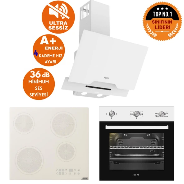 AFM Tech ve Ferre Markalı / GEWA Sessiz Elektr. Vitro. Beyaz Ankastre Set (D064-SA + V6-05 + FM7301) ürün görseli 1