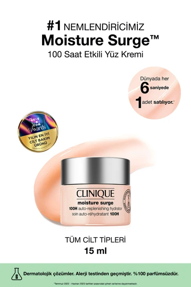 CLİNİQUE Moisture Surge™ 100 Saat Etkili Nemlendirici Yüz Kremi 15ml | Aloe Vera Bioferment, Hyalüronik Asit ürün görseli 1