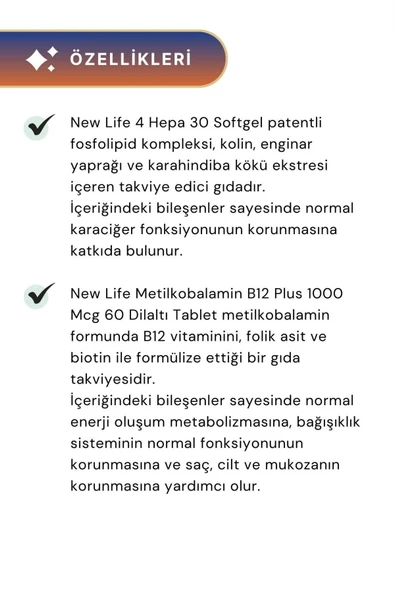 NEW LİFE B12 Plus 60 Tablet & 4 Hepa - Resim 2