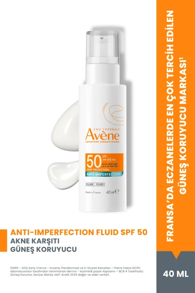 AVENE Monolaurin (%0,6) ve Çinko Glukonat (%0,1) İçeren SPF 50 Akne Karşıtı Güneş Kremi 40 ml ürün görseli 1