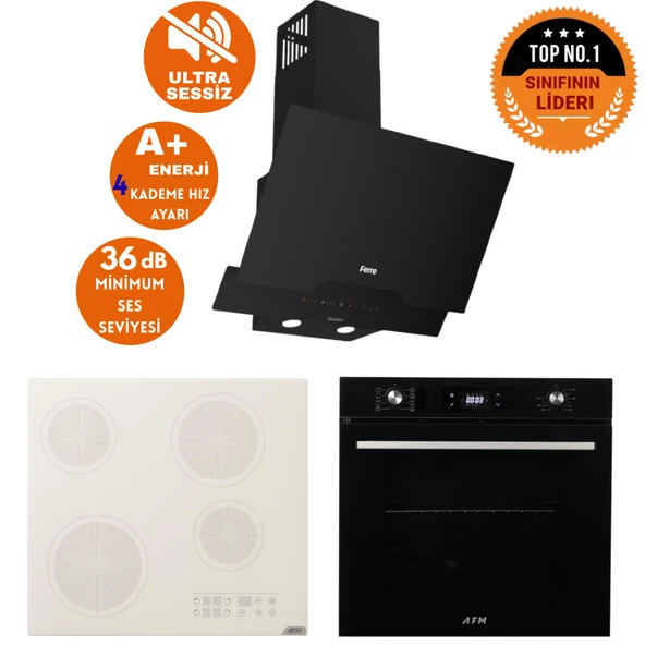 AFM Tech ve Ferre Marka EPU Sessiz Elek.Vitro Siyah Dijital Ankastre Set (D063-SA + V6-05 + FM7700) ürün görseli 1