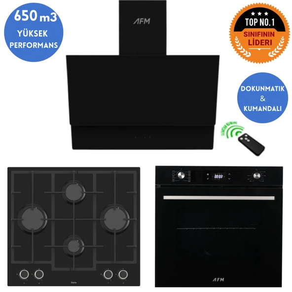 AFM Tech ve Ferre MARKALI / Velvo Turbolu Siyah Dijital Ankastre Set (LN385 + FM7700 + FM3400) ürün görseli 1