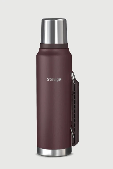 STEVIG 1 CAMPER KLASİK KULPLU SIZDIRMAZ ÇELİK TERMOS 1.2 LT. DARK PLUM ST-258 ürün görseli 1