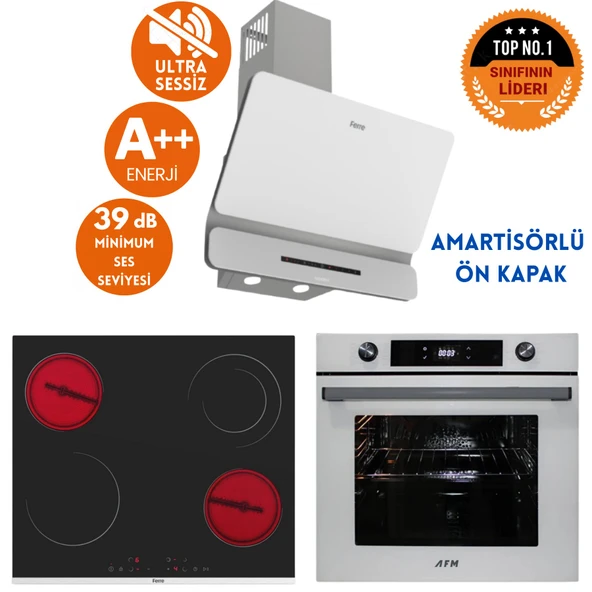 AFM tech ve Ferre Marka/ Best Sessiz Vitro. Elektrikli Beyaz Ankastre Set (D081-SA+ MS263 + FM7701) ürün görseli 1