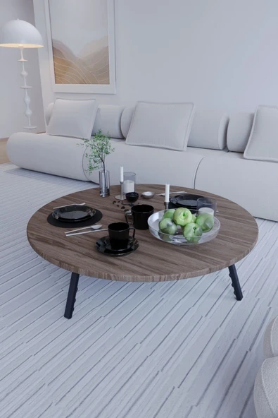 moka park avm Yuvarlak Katlanabilir Ayaklı Şık Yer Sofrası Kozalak Yer Sofrası 60 Cm ürün görseli 1