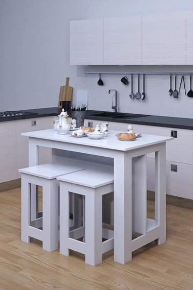 moka park avm Mutfak Yemek Masası 2 Tabureli Çok Amaçlı Kullanımlı Adaiki ürün görseli 1