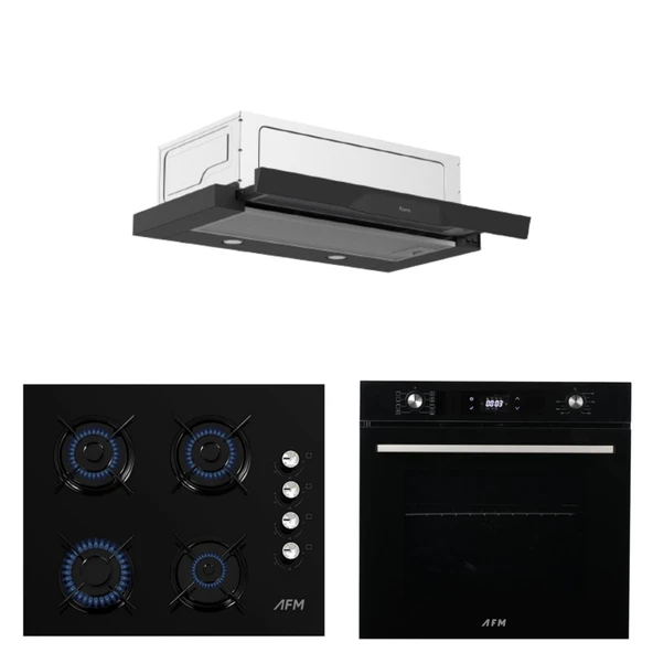 AFM Tech ve Ferre  Markalı /Mıqoa Beyaz Ankastre Set ( D036 Sürgülü Aspiratör + FM7700 + FM2200 ) ürün görseli 1