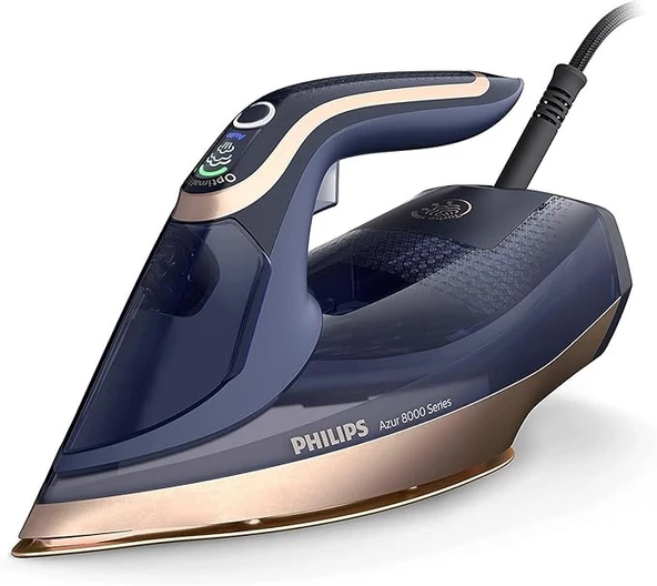 Philips Azur 8000 Serisi Buharlı Ütü Steam Iron - 85 g/dk Sürekli Buhar, 260g Turbo Şok Buhar, 3000 W, OptimalTEMP Teknolojisi, SteamGlide Elite Taban, Koyu Mavi (DST8050/20) ürün görseli 1
