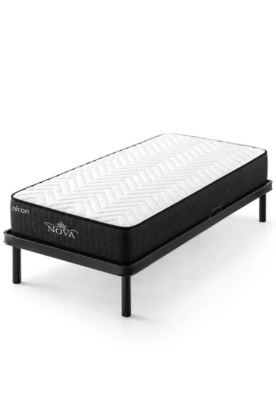 Niron Nova Simple Karyola ve Yatak Seti 90x200 cm Paket Yaylı Yatak ve Metal Karyola Takımı ürün görseli 1