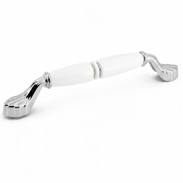 Gardenya Porselen Beyaz Krom Kulp 160 mm 16 cm Mobilya Çekmece Dolabı Dolap Kapak Kulplar Kulb Kulpu ürün görseli 1