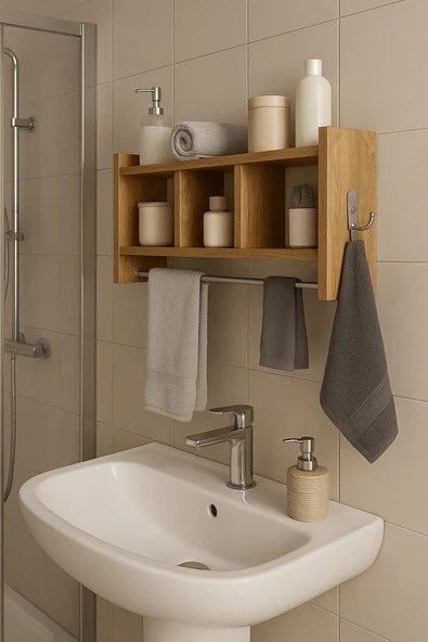 moka park avm Erguvan çok amaçlı banyo rafi fonksiyonel tasarım askılıklı düzenleyici ürün görseli 1