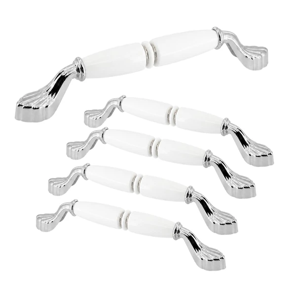(5 Adet) Gardenya Porselen Beyaz Krom Kulp 160 mm 16 cm Mobilya Çekmece Dolabı Dolap Kapak Kulb Kulp ürün görseli 1